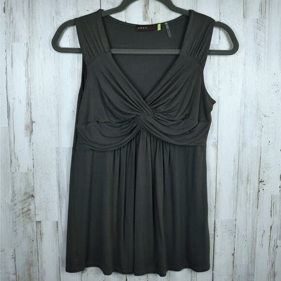 AREA green twisted wrap front drapey rayon sleeveless tank top shirt size small - Picture 1 of 5